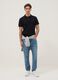 Short sleeve black organic cotton polo shirt, slim fit_1