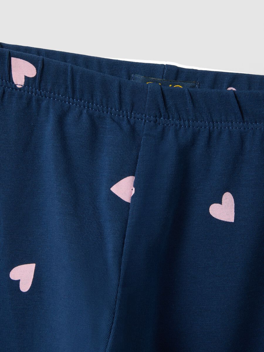 Girls' slim fit blue stretch cotton leggings with patterns_2