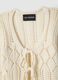 White Cotton Lace Cardigan Regular Fit Deep V_5