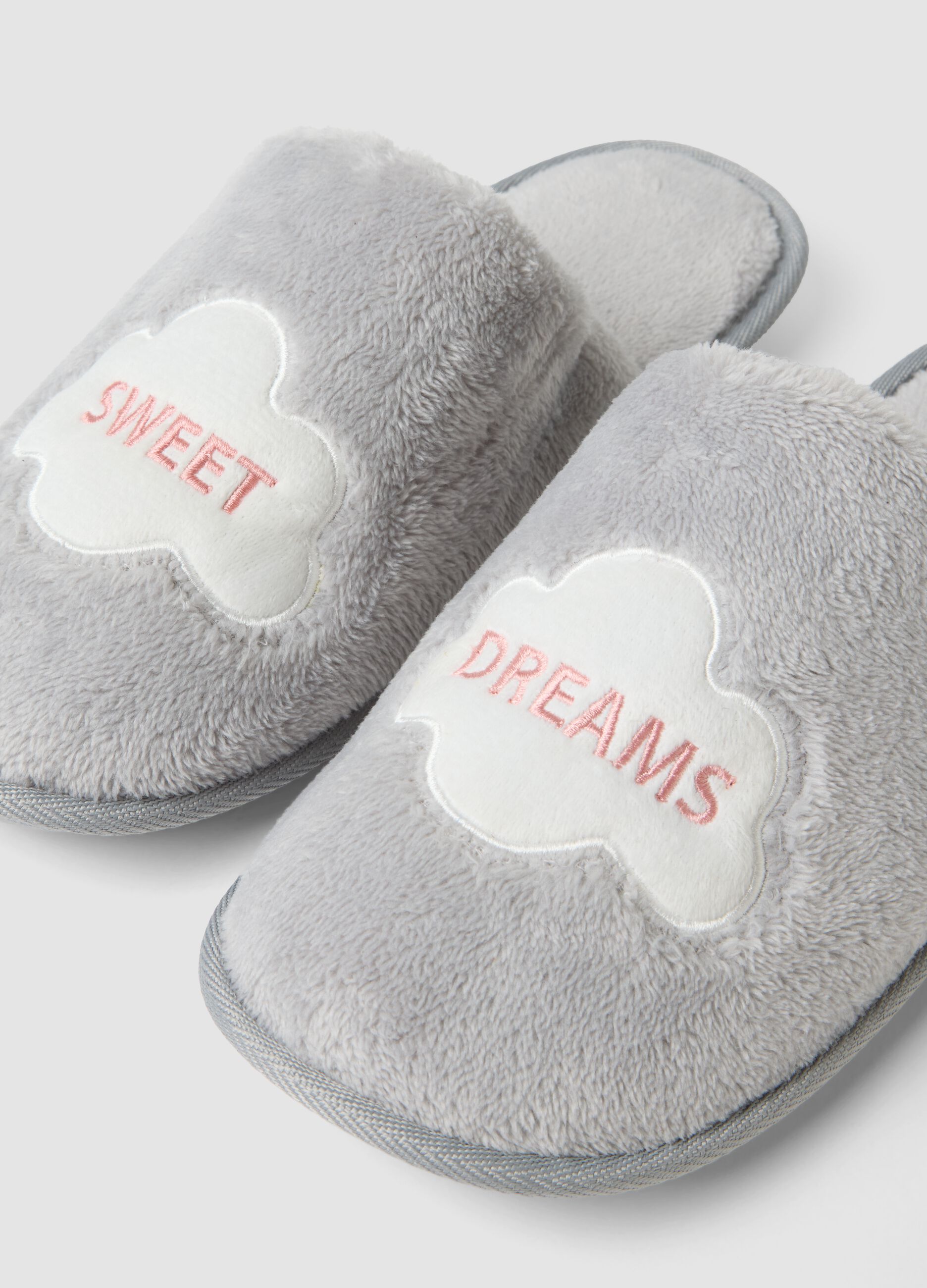 Soft grey slippers for home