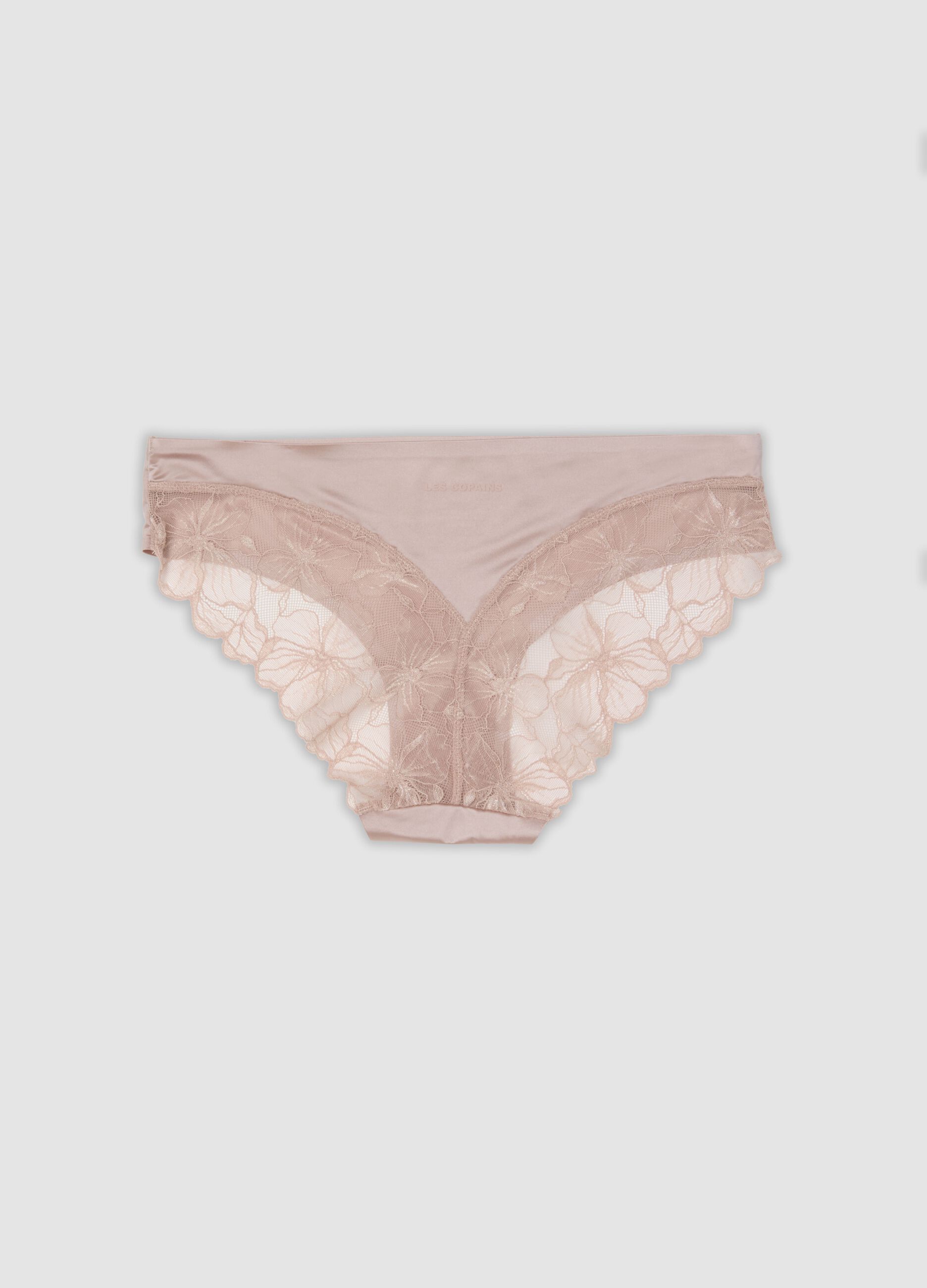 Pink stretch microfibre briefs with lace