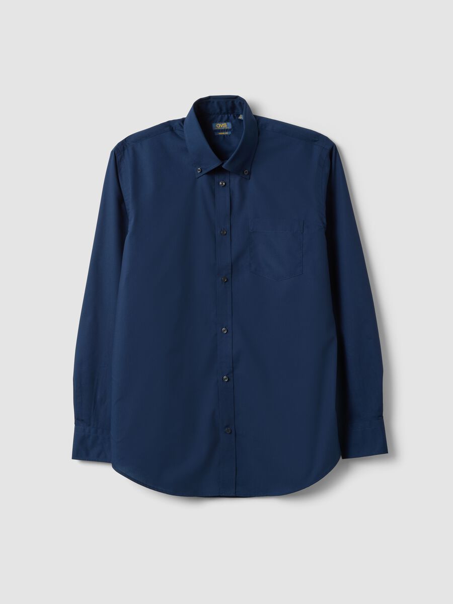 Blue regular-fit easy-iron shirt with button-down collar_4