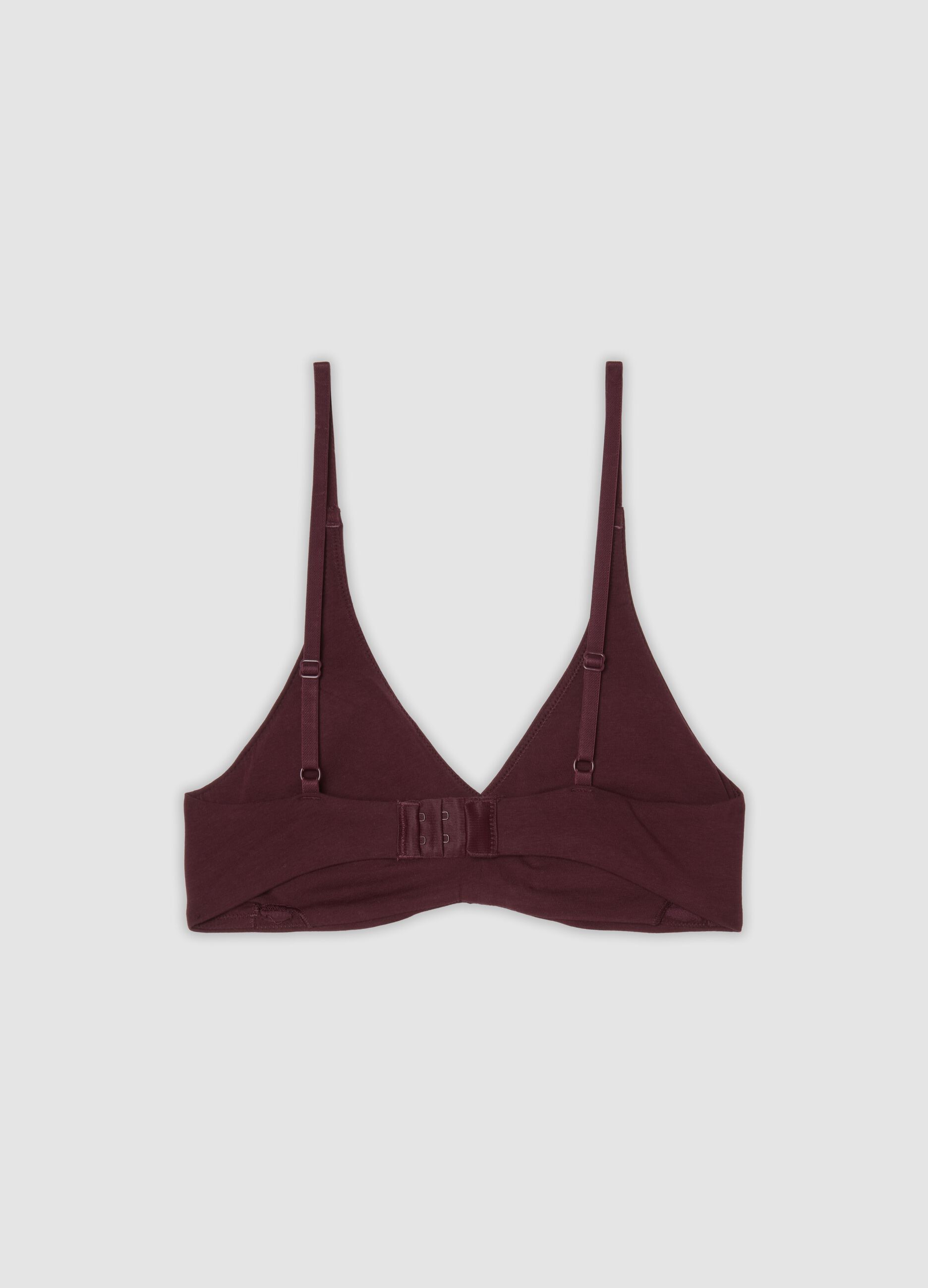 Purple organic stretch-cotton triangle bra