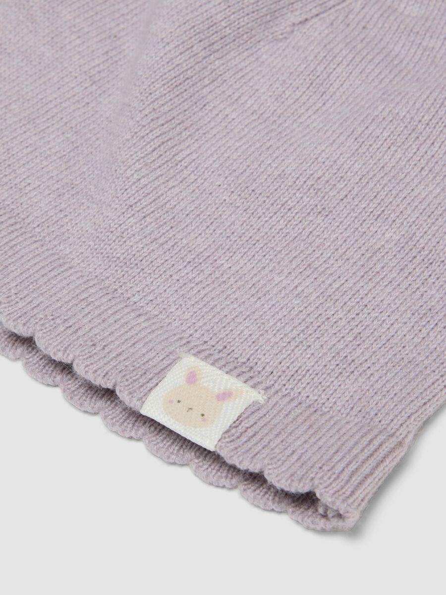 Pink pure organic cotton knitted hat with pom‑poms for baby girl_1
