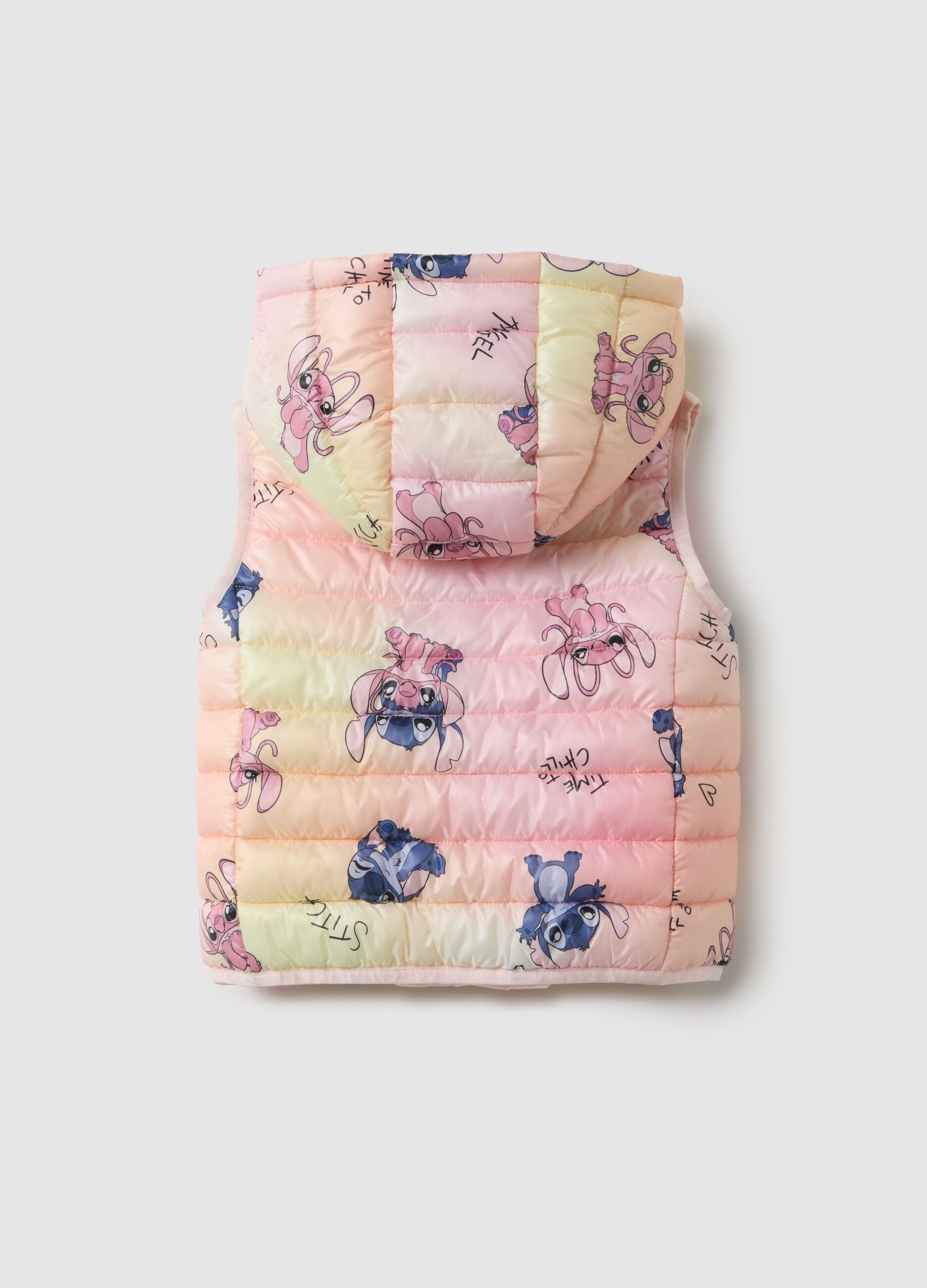 Multicolour mixed girl's regular fit gilet with hood