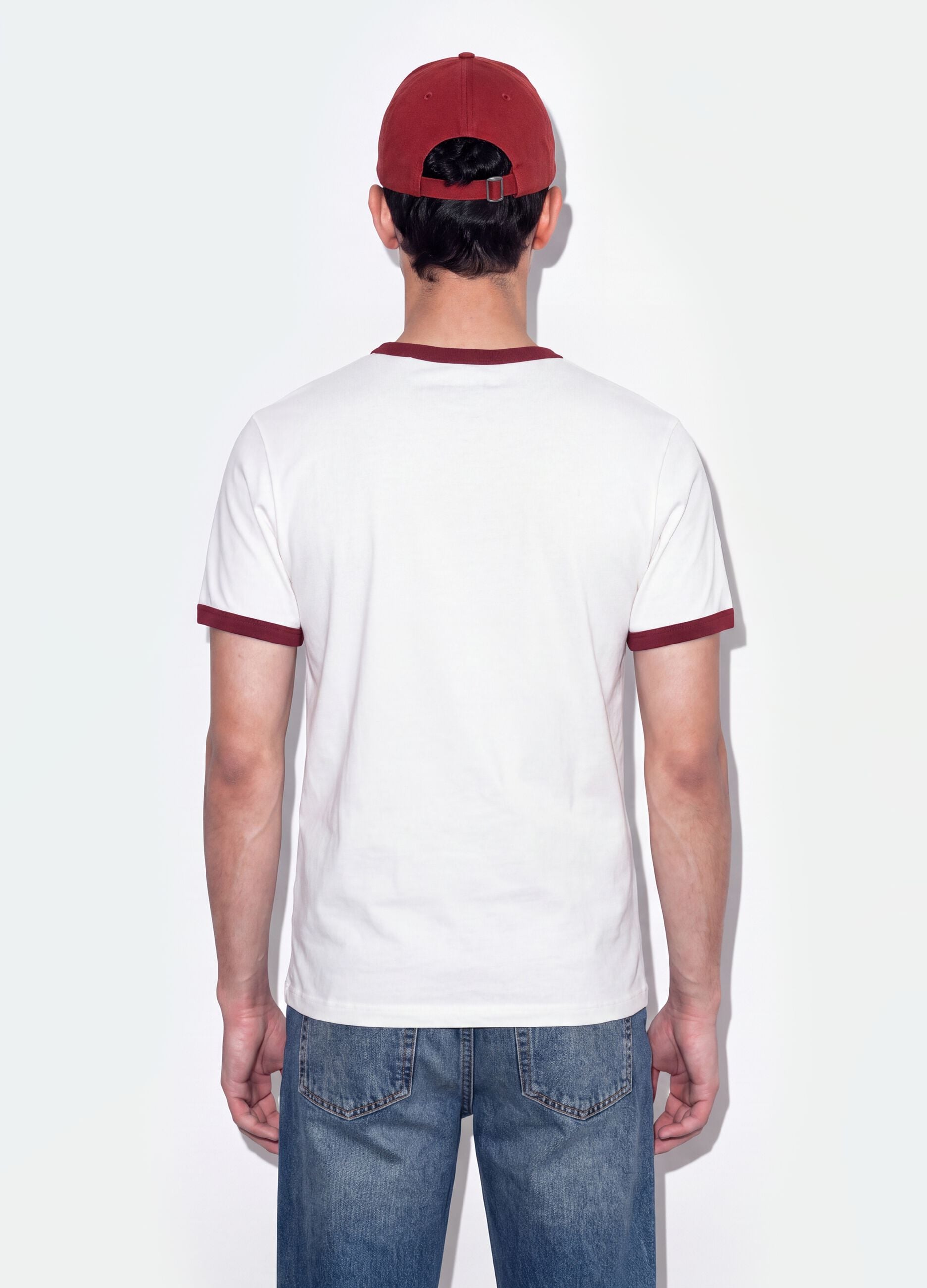 White pure cotton fitted crew-neck T-shirt