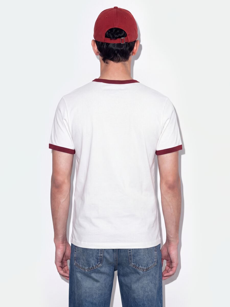 T-shirt bianca in puro cotone con girocollo fitted_3