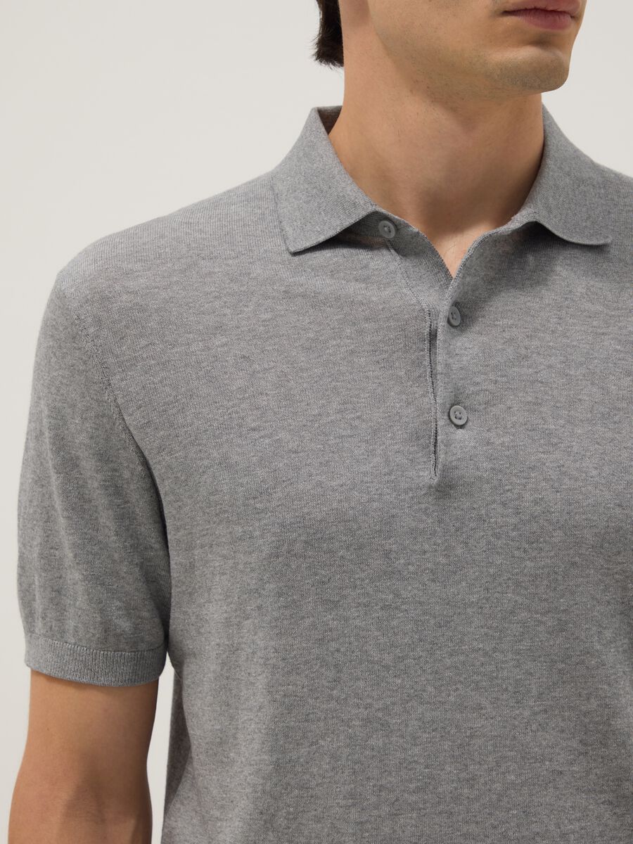Grey pure cotton polo shirt regular fit_3