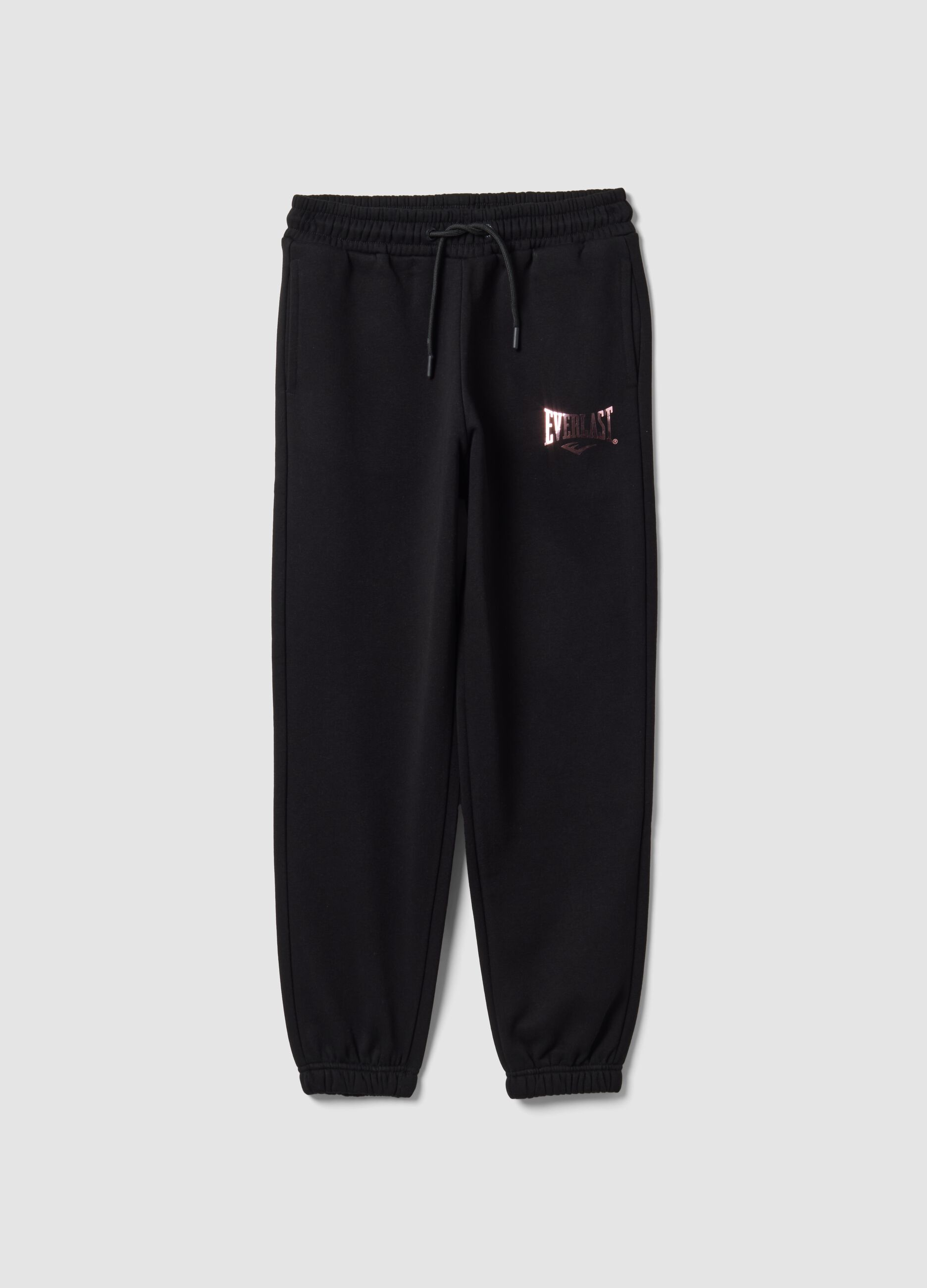 Black cotton-blend girls&rsquo; joggers, regular fit