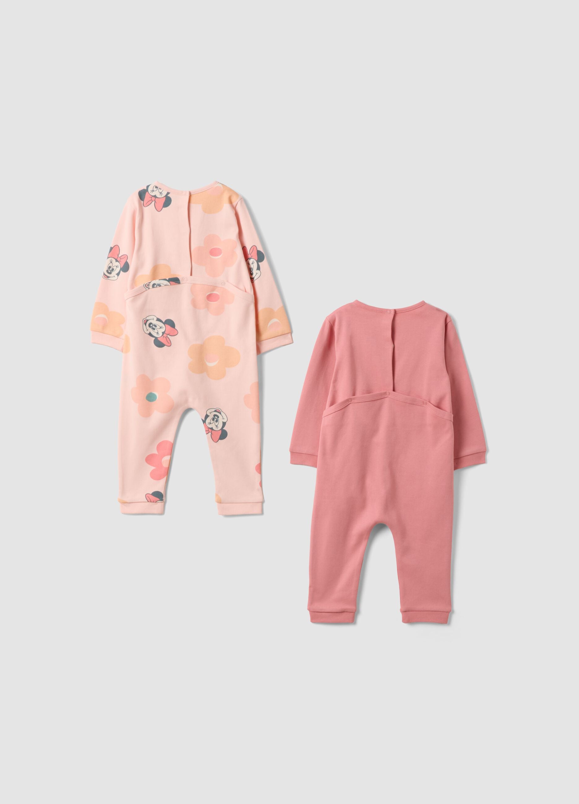 2-pack of pink pure cotton Minnie sleepsuits
