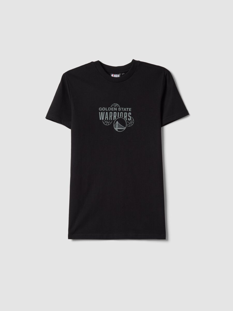 T-shirt in puro cotone nero da ragazzo relaxed fit Warriors_3