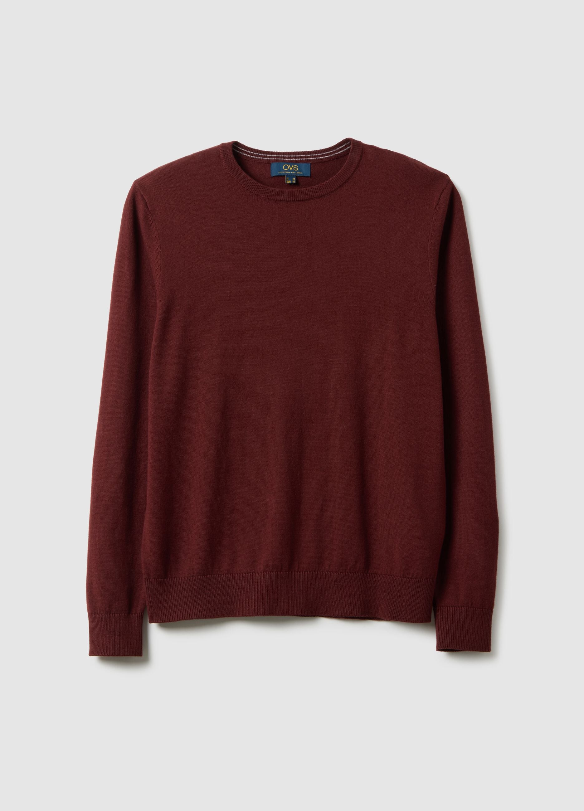 Brown crew-neck pullover in regular fit cotton blend