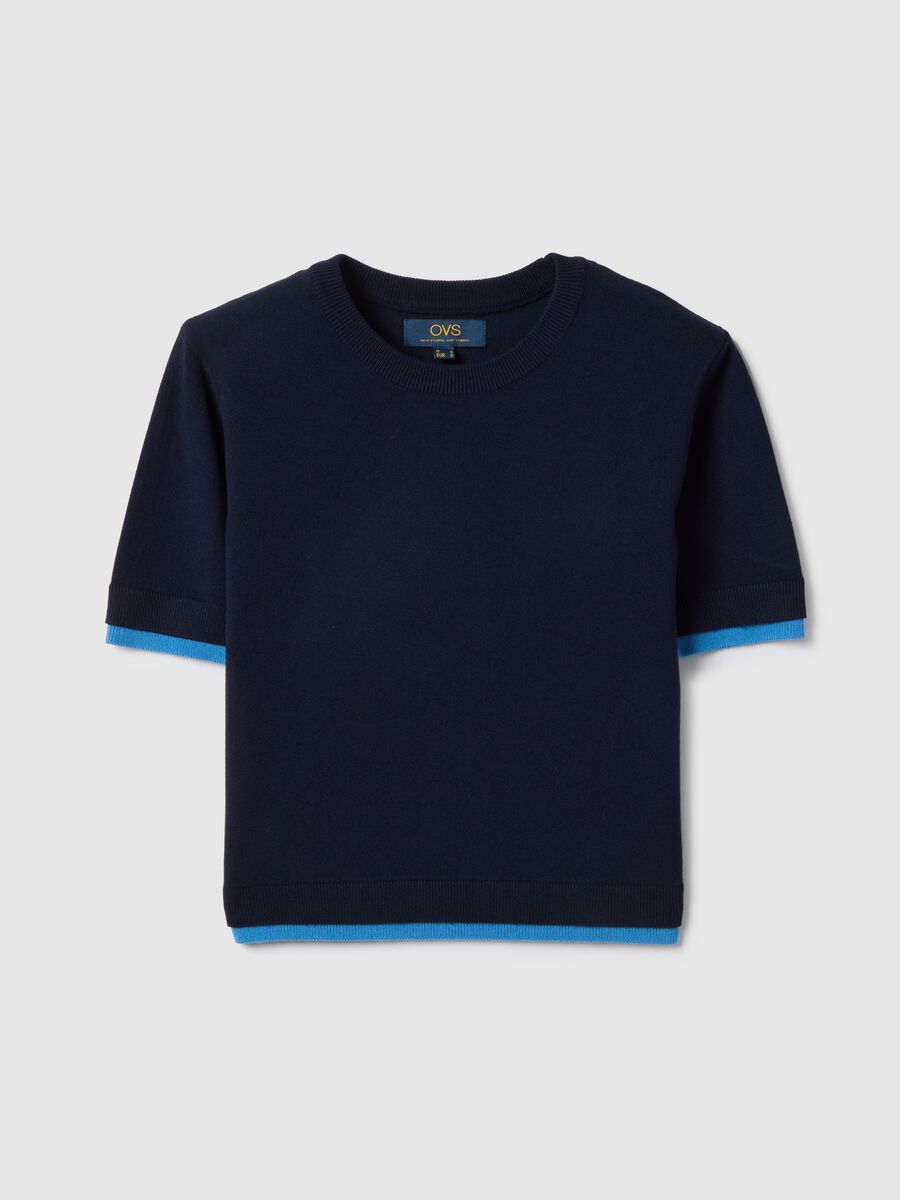 Blue viscose blend crewneck sweater, regular fit_4