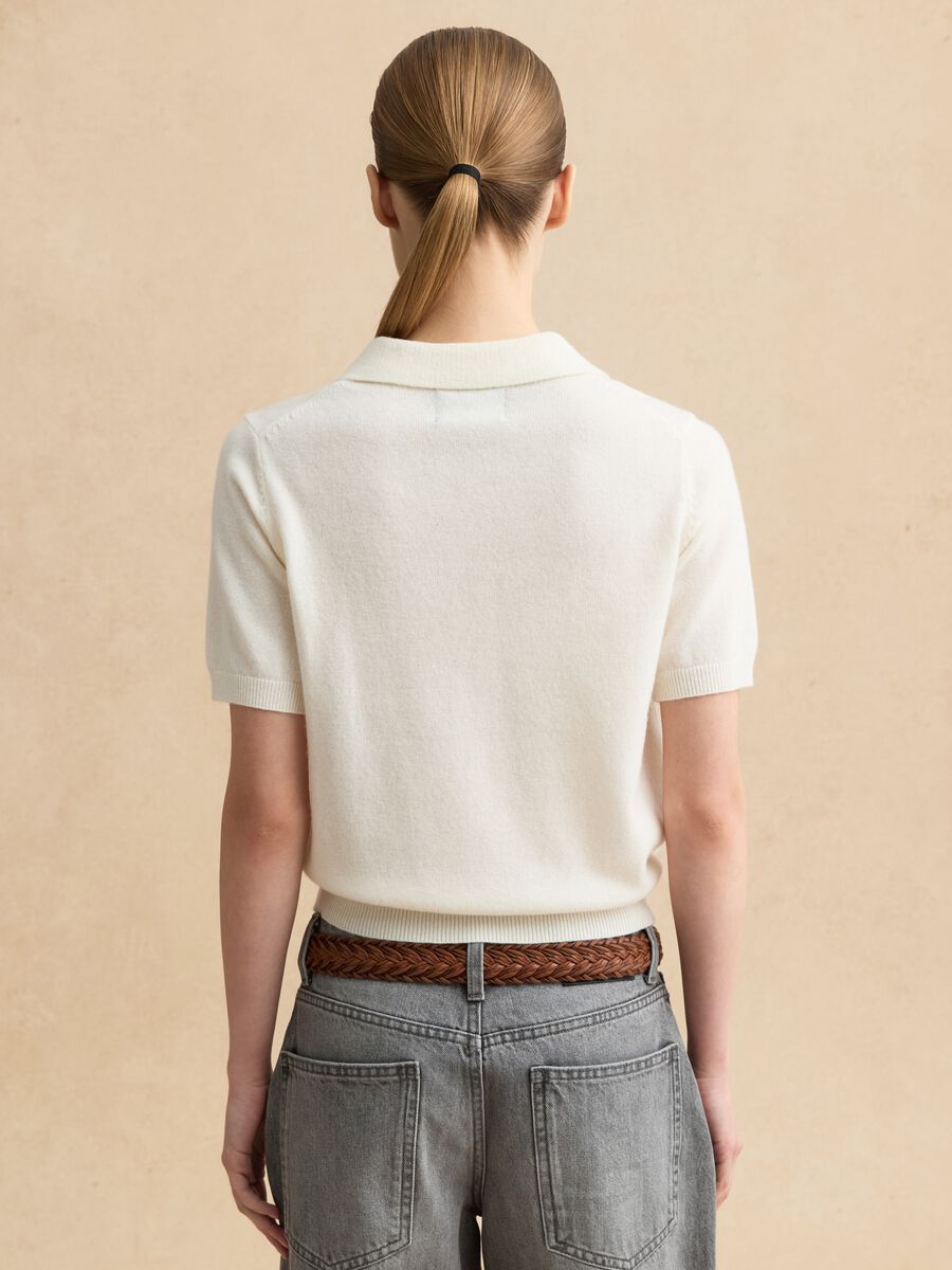 White pure wool polo neck regular fit sweater_3