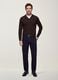 Brown viscose-blend polo with V-neck, regular fit_2