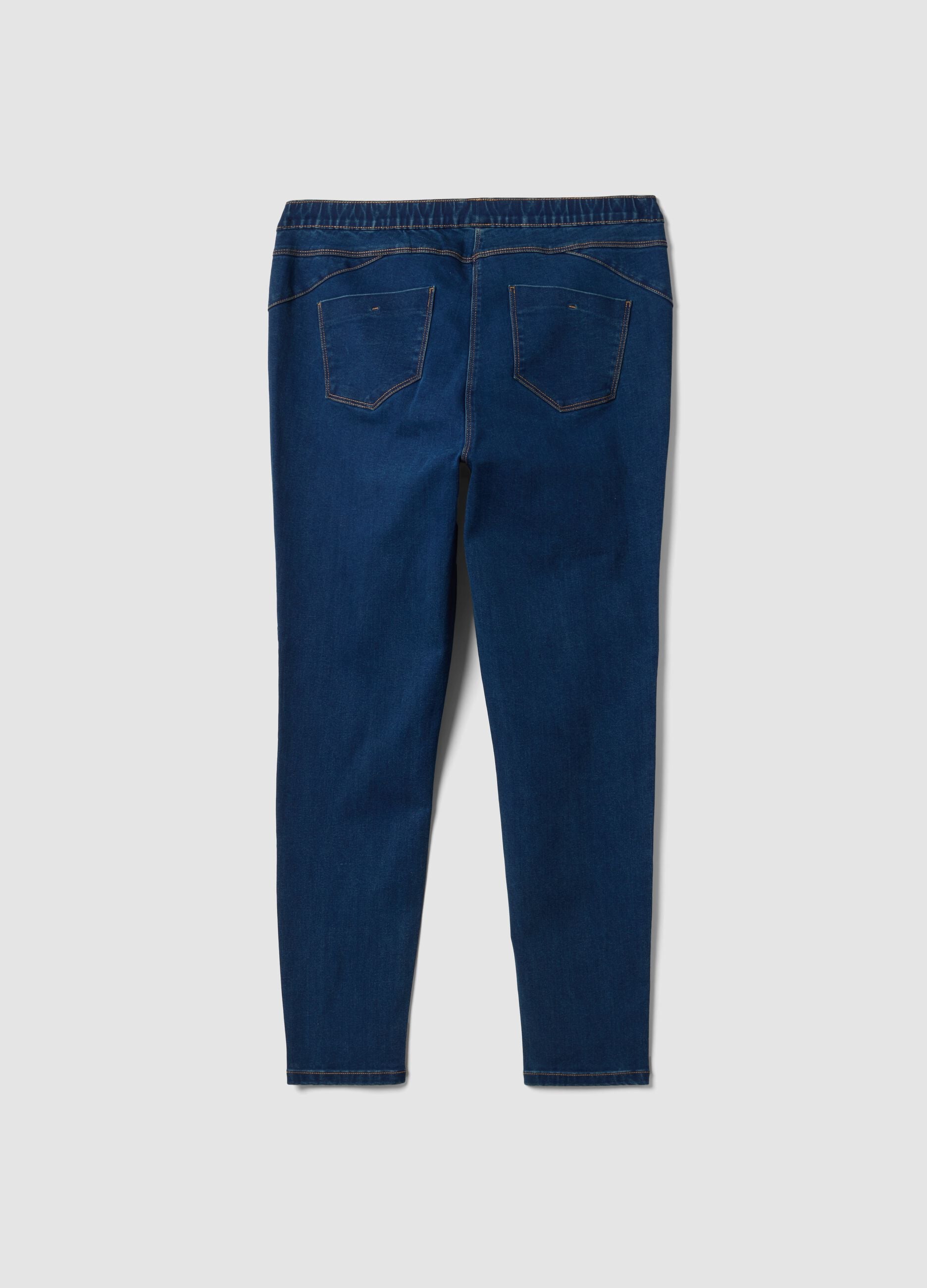 Blue skinny jeggings in stretch cotton and viscose