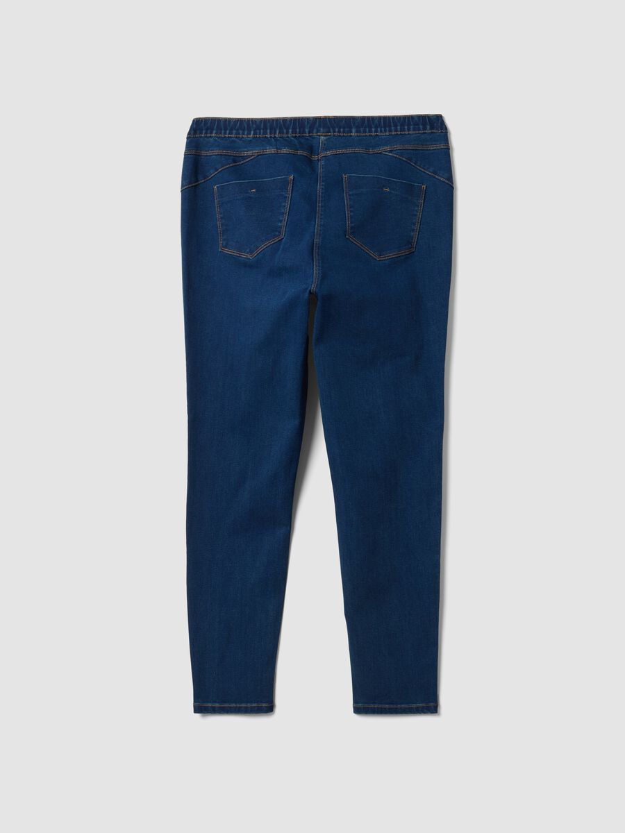 Blue skinny jeggings in stretch cotton and viscose_1