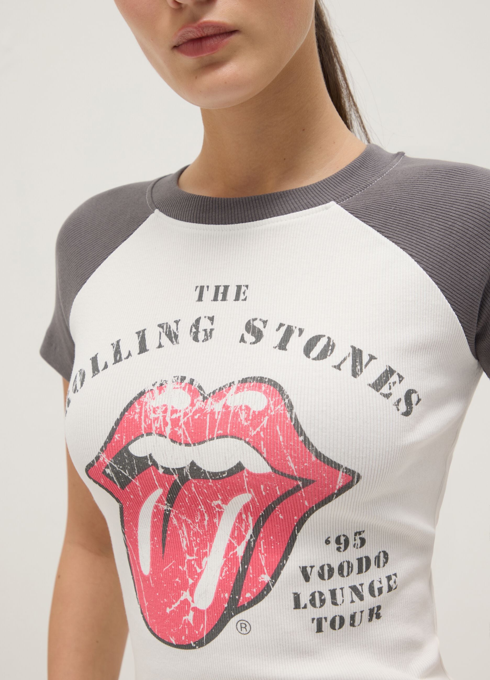 Multicolour pure cotton regular fit T-shirt with Rolling Stones print