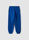 Blue cotton and viscose blend joggers with contrast print for boys_1