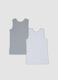 Boys&rsquo; multicolour two-pack organic cotton vests with stripes_1