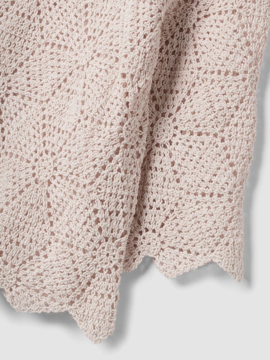 T-shirt beige in crochet di puro cotone regular fit_5