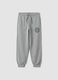 Grey cotton and viscose blend joggers with contrast print for boys_0