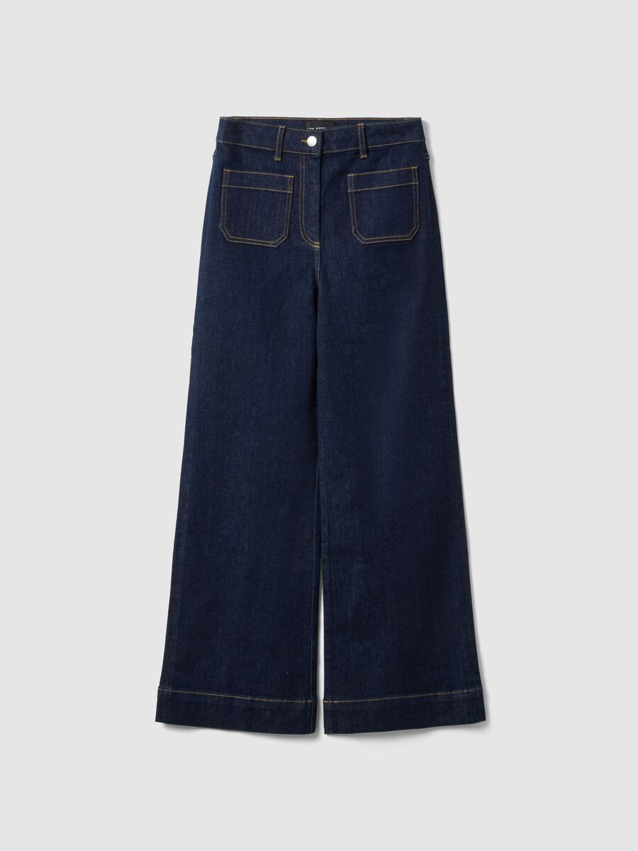 Pantaloni in cotone elasticizzato blu regular fit_4