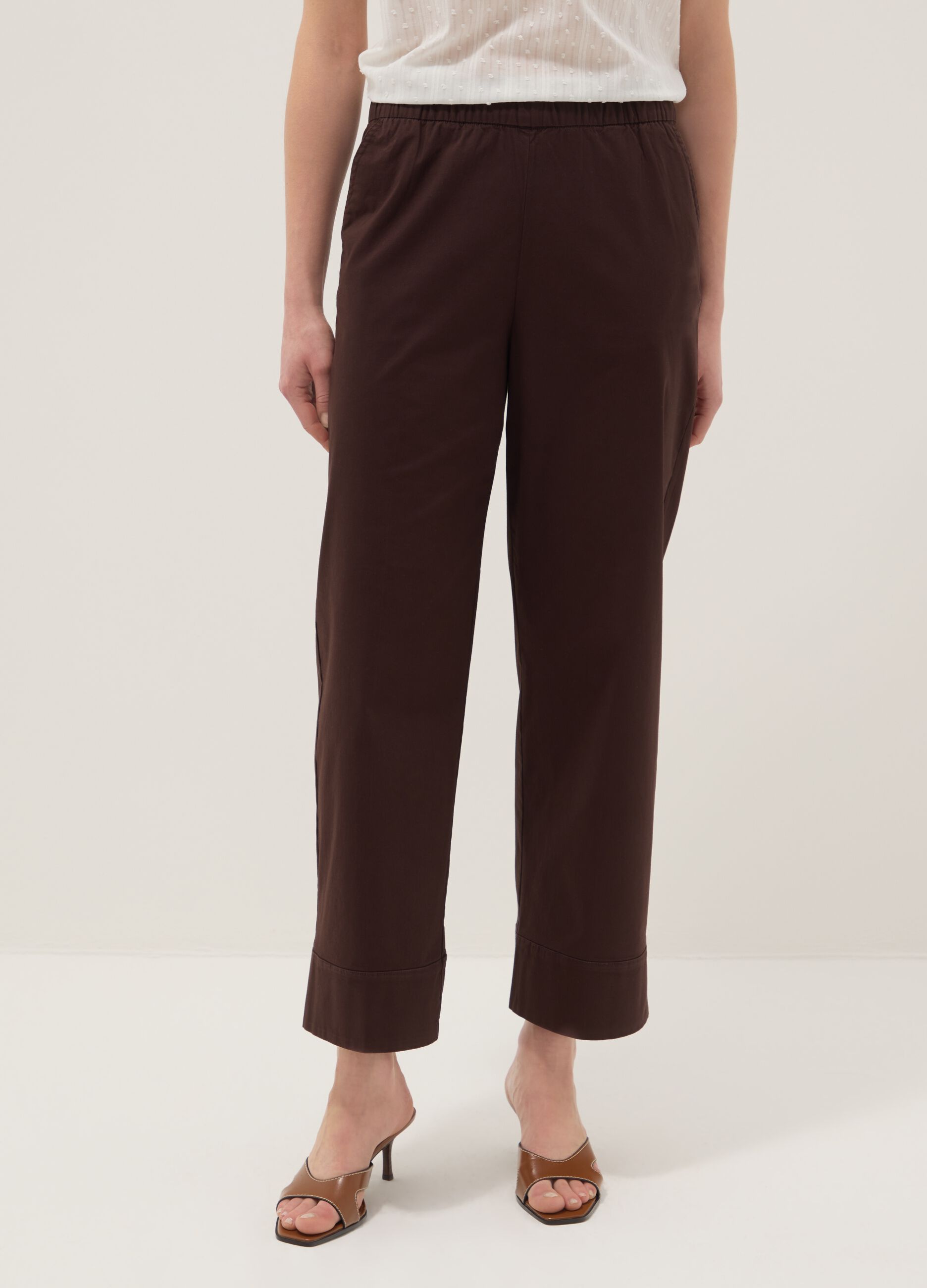 Straight Stretch Cotton Brown Jogger Trousers