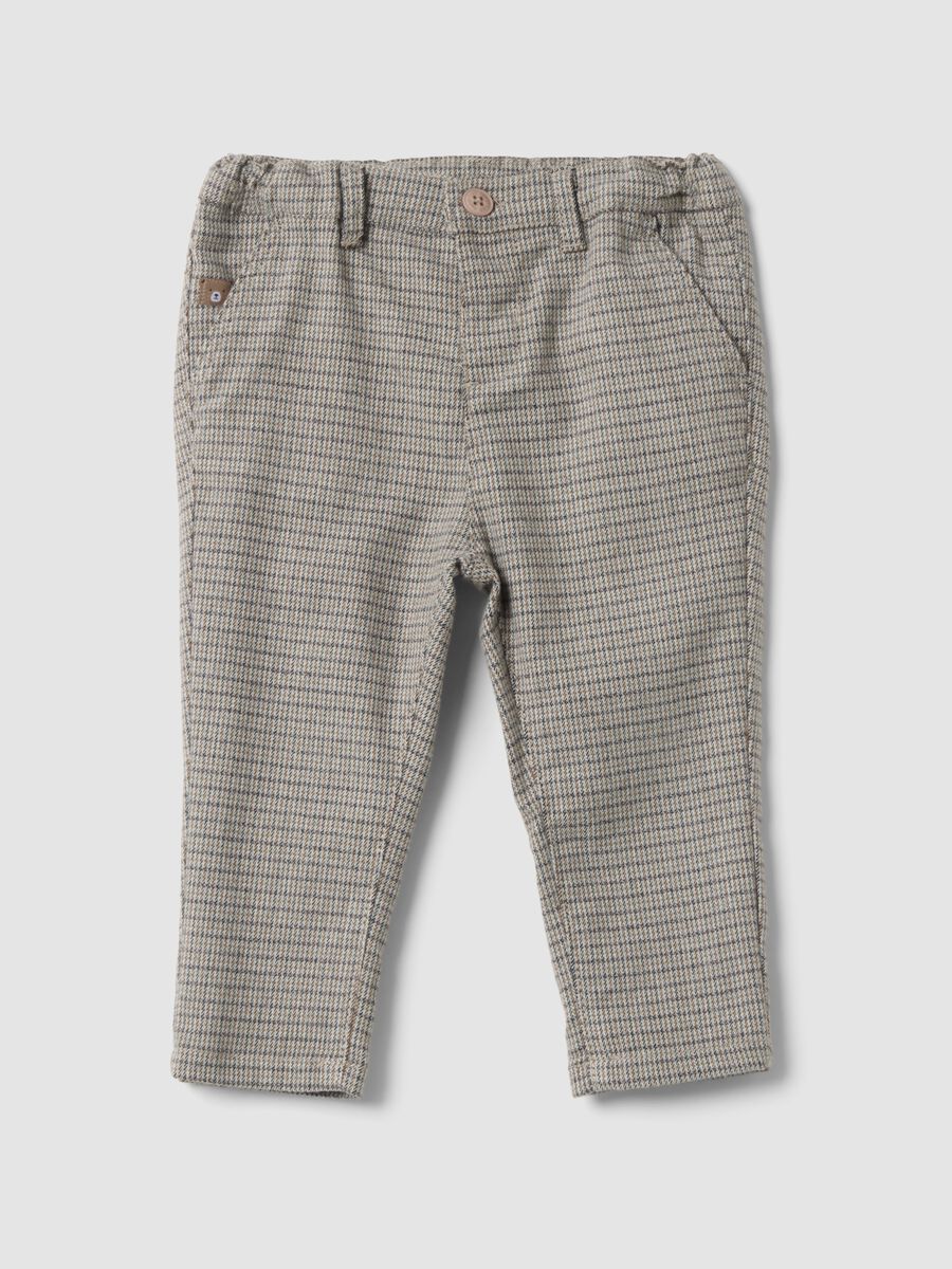 Grey patterned stretch viscose trousers, regular fit_0