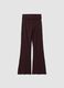 Brown ribbed pure cotton flared leggings_6