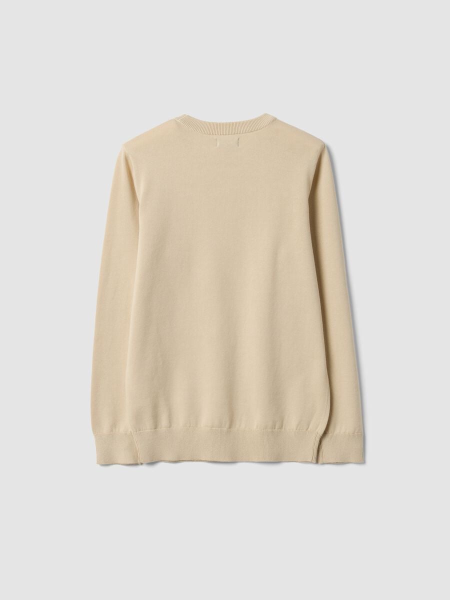 Maglia beige in puro cotone a maniche lunghe regular fit per ragazzo_5