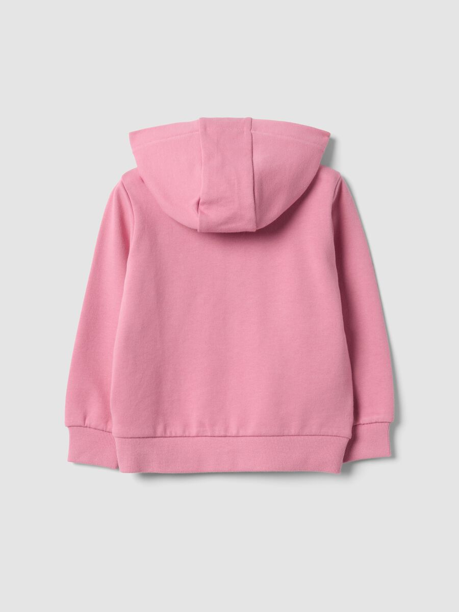 Felpa rosa con cappuccio in puro cotone organico con stella regular fit per bimba_1