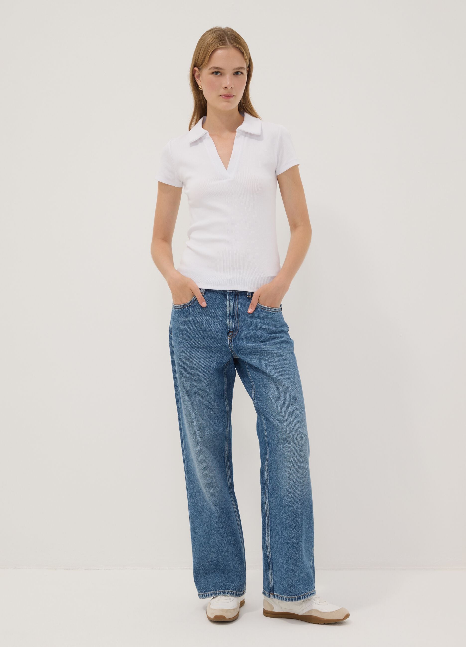 Blue denim pure cotton straight-fit jeans