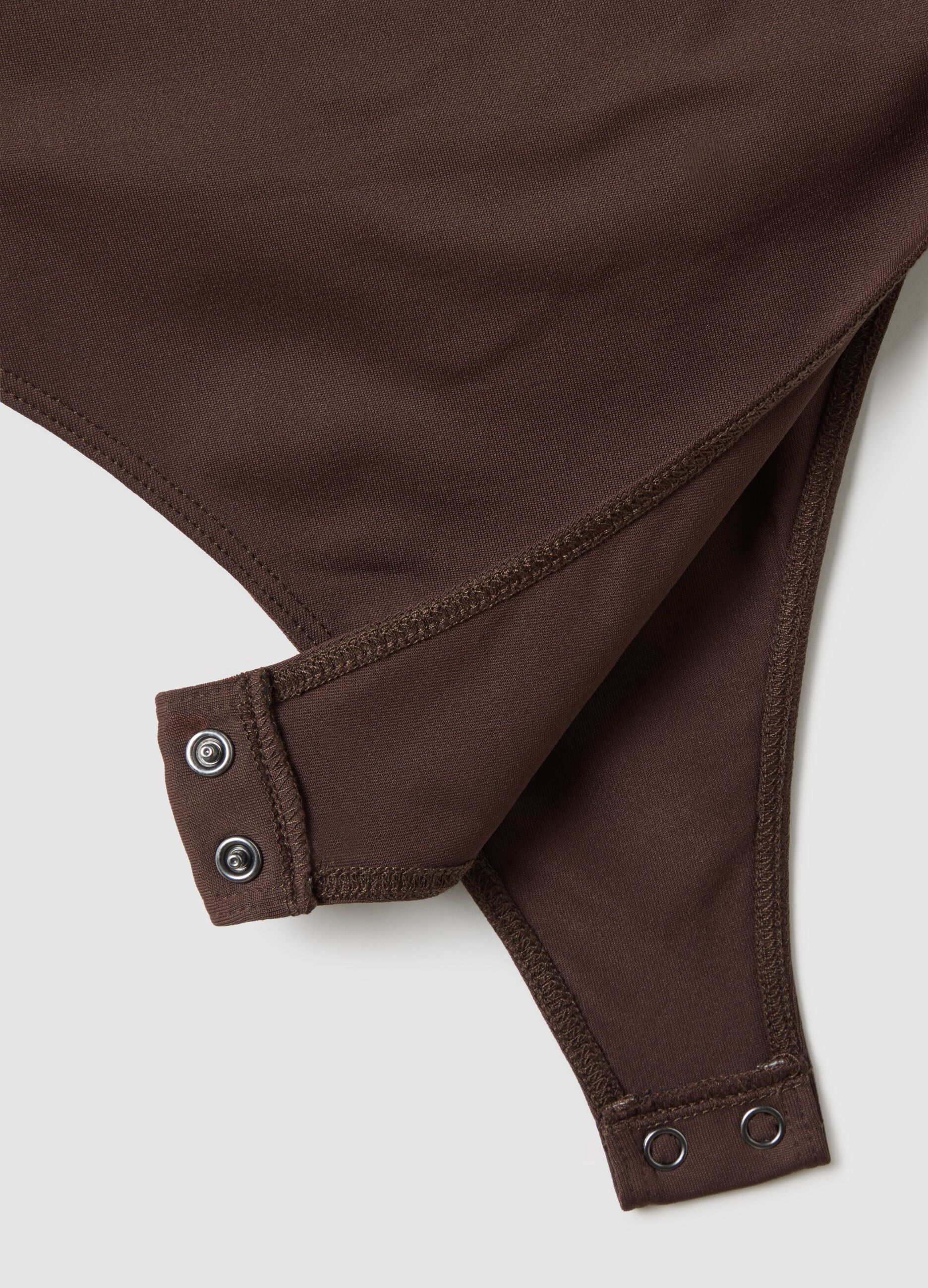 Brown stretch fabric bodysuit regular fit