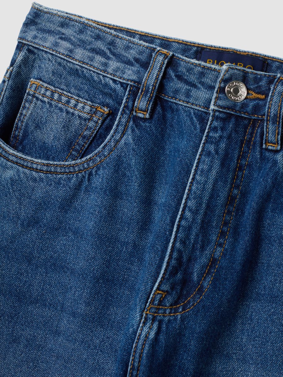 Blue denim straight-fit jeans in pure cotton_5