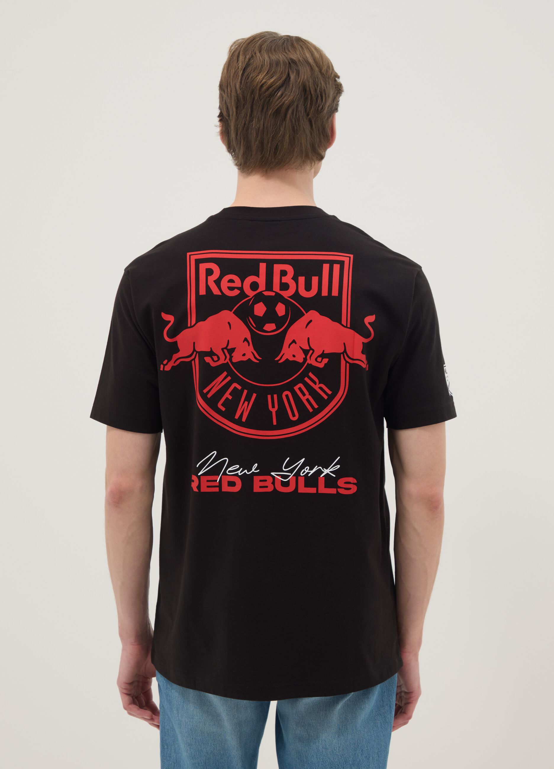 Regular fit pure cotton black short sleeve t-shirt Red Bulls
