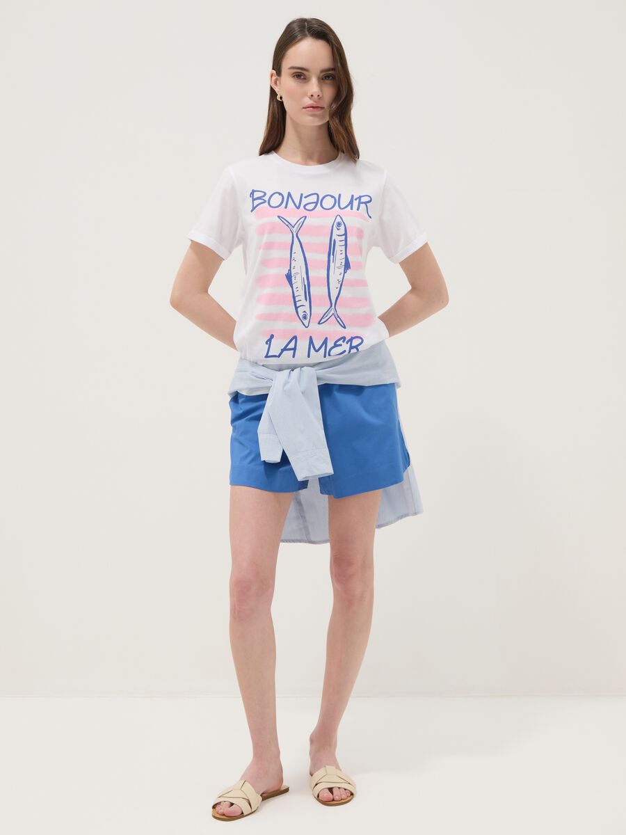 Blue stretch cotton shorts_0