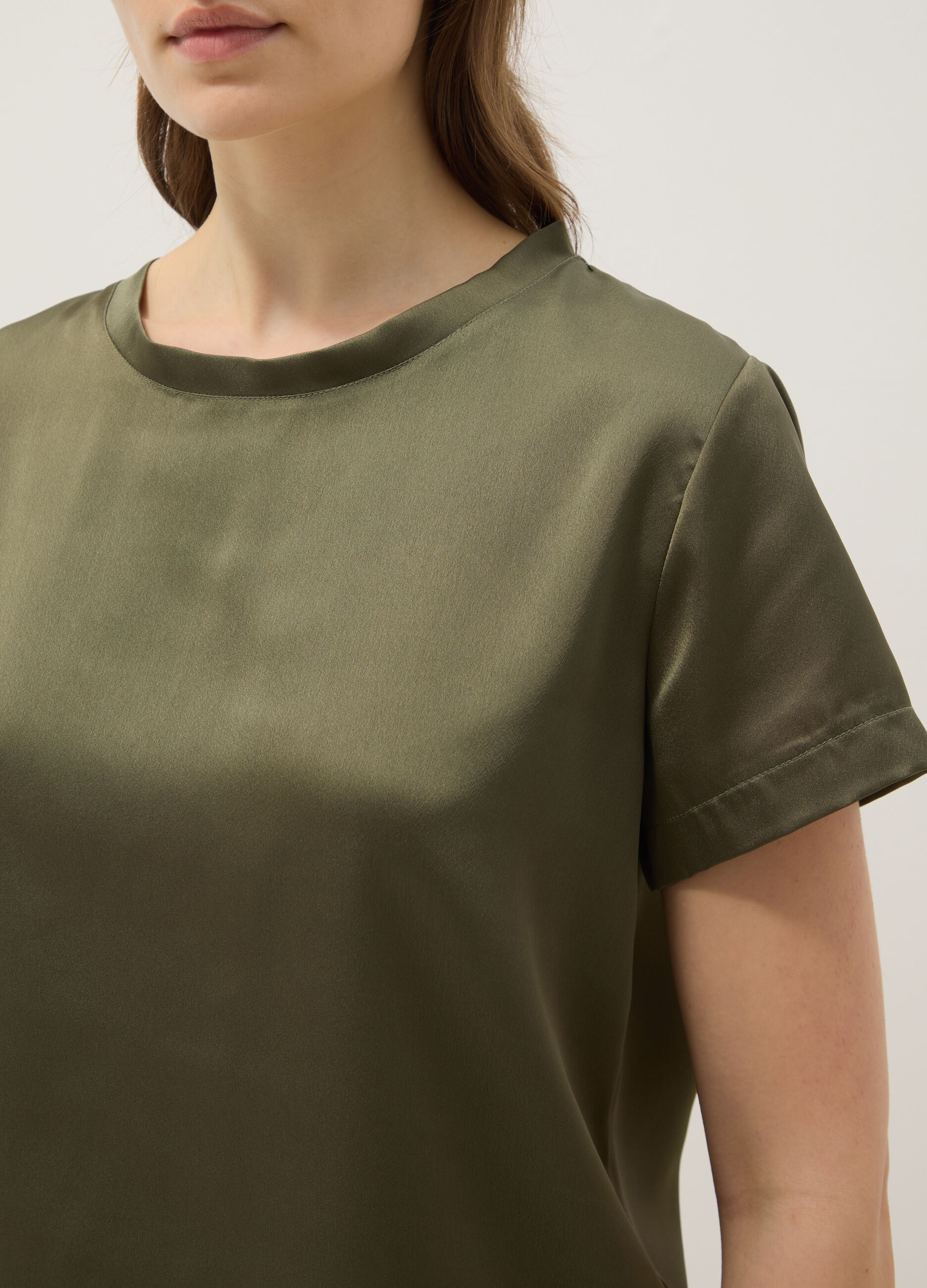 Green crew-neck regular fit T-shirt
