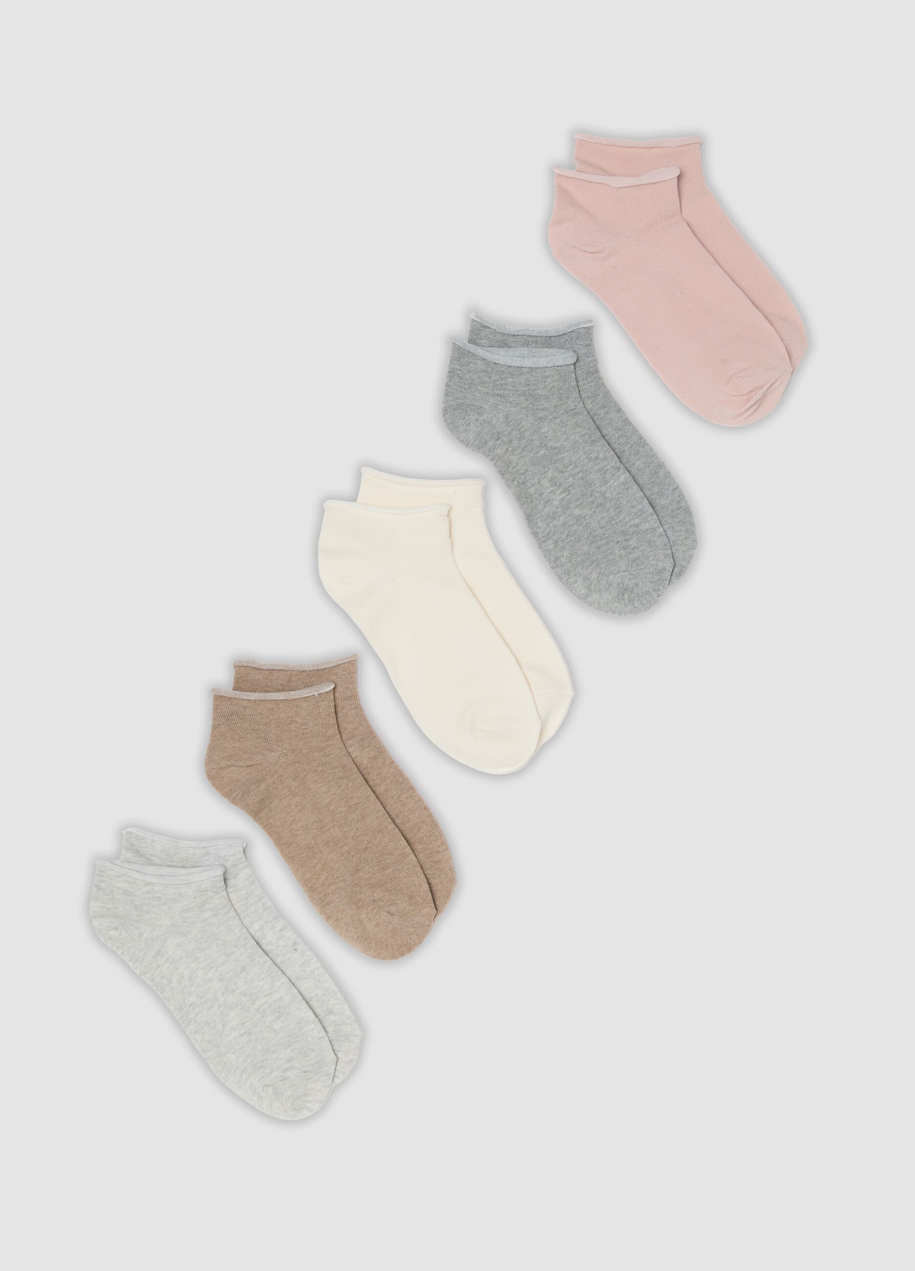 Pack of five multicolour socks in organic cotton blend