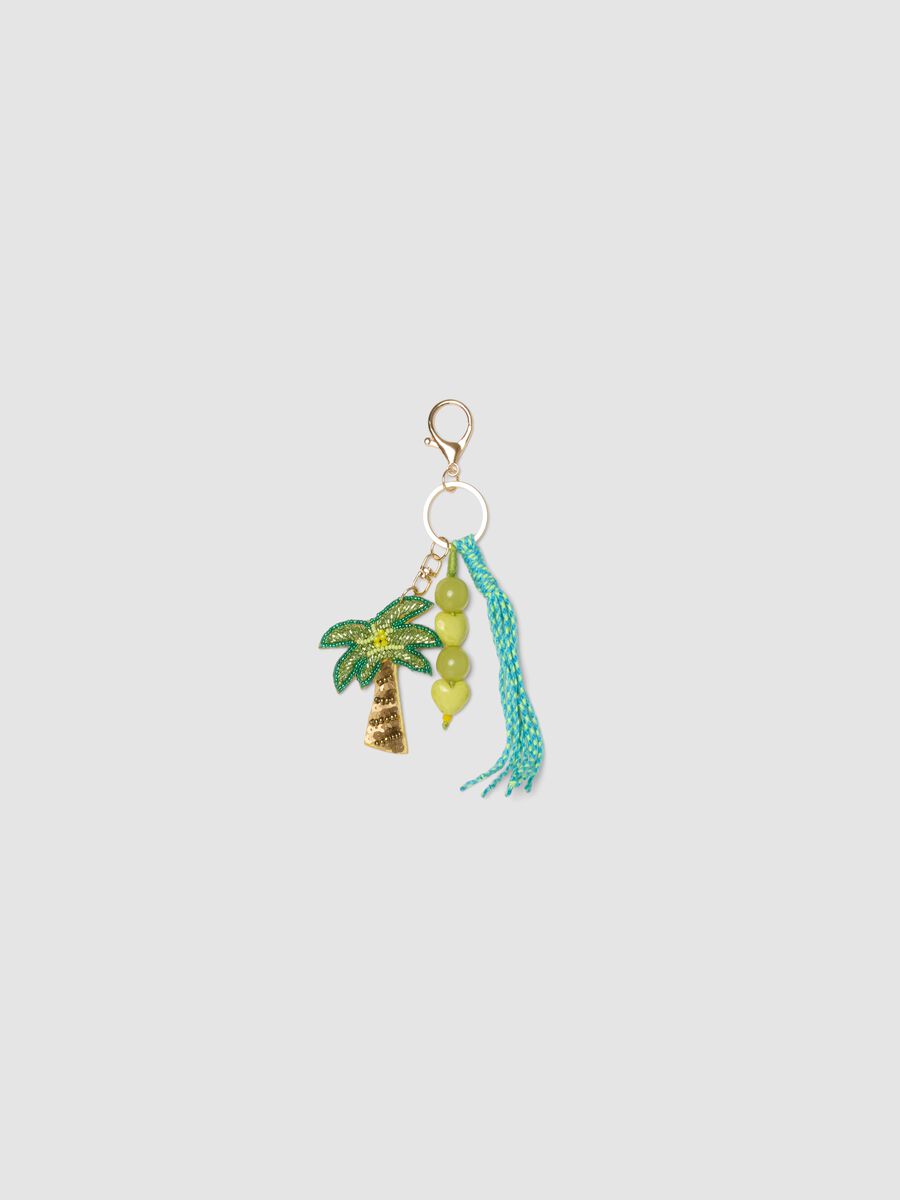Portachiavi multicolor con nappina e charm tropicali_0