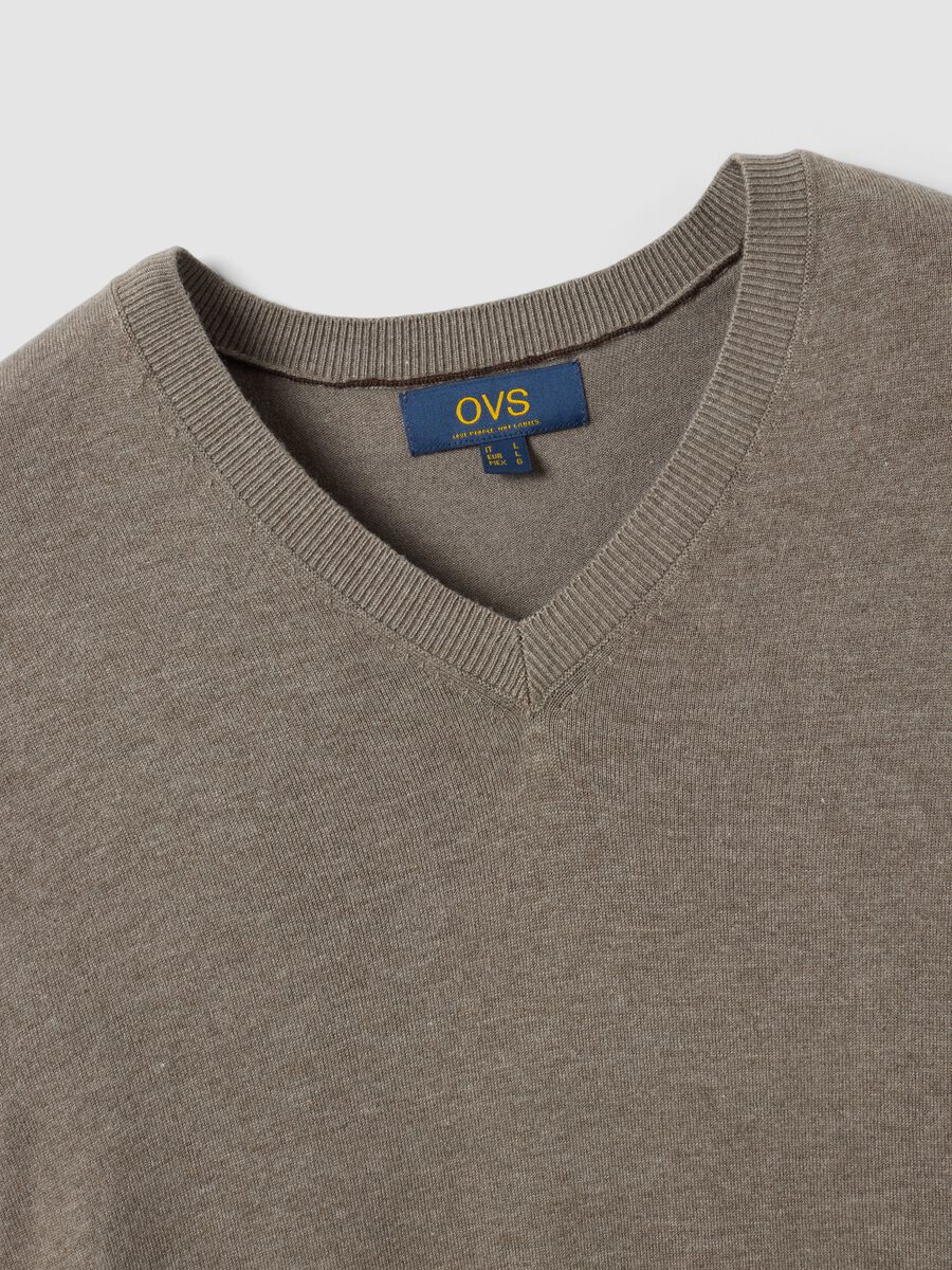 Grey viscose-blend V-neck jumper, regular fit_1