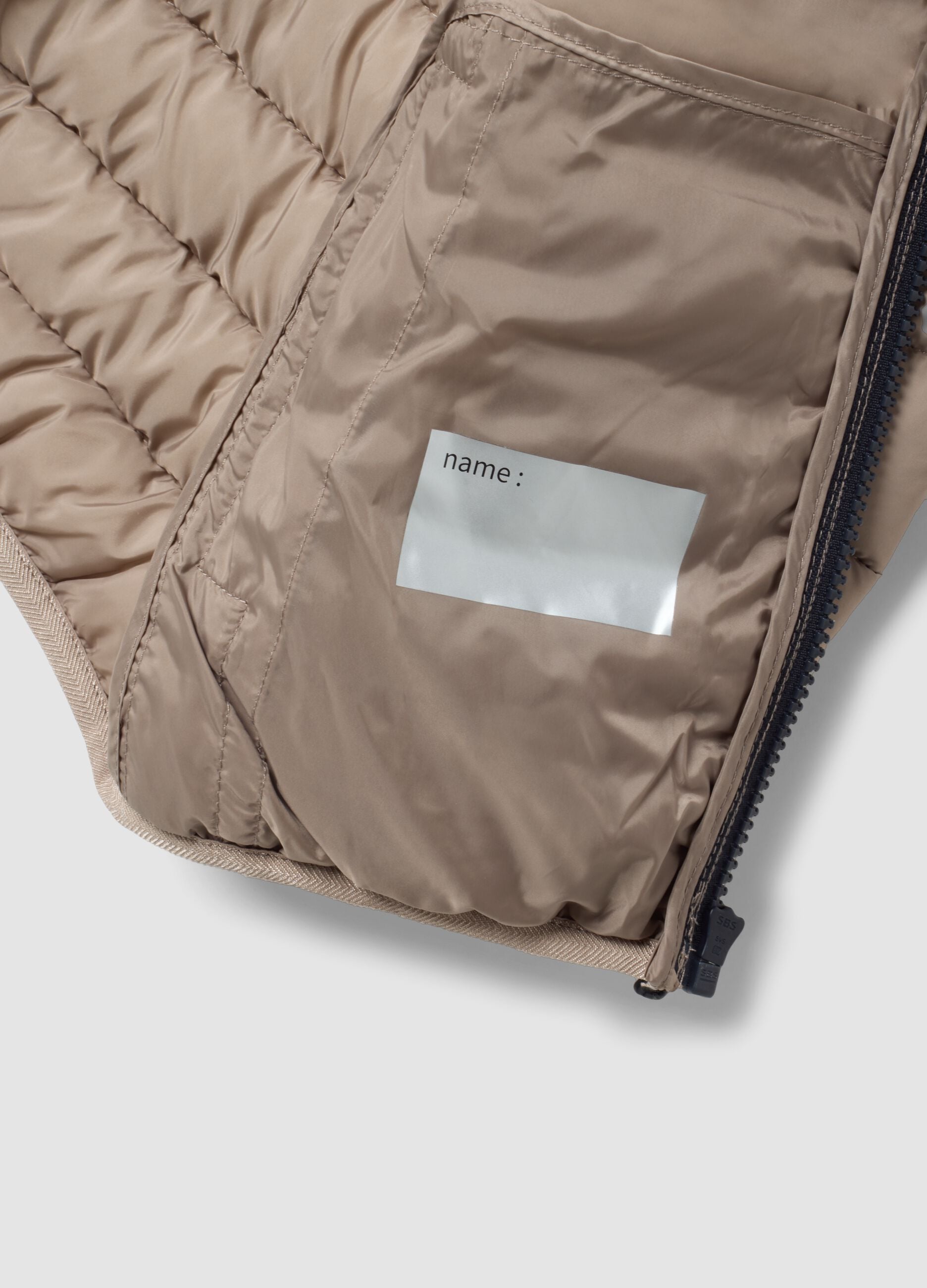 Beige ultralight padded hooded zip jacket for boys
