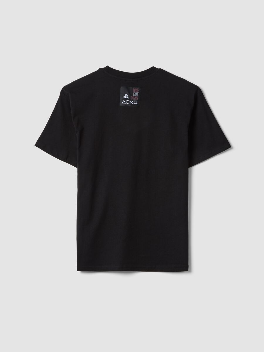T-shirt nera da ragazzo con logo Playstation in puro cotone relaxed fit_4