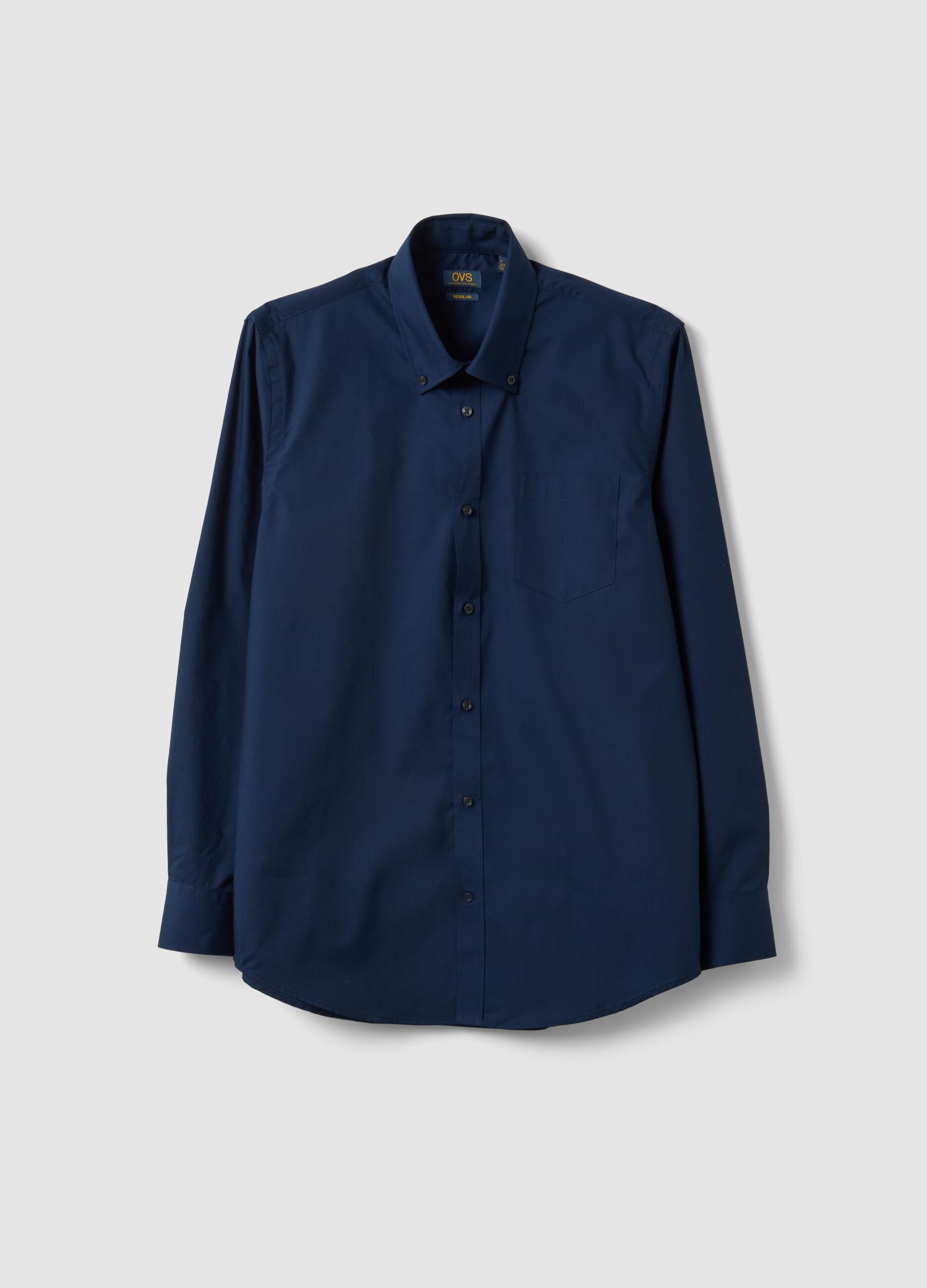 Blue regular-fit shirt with button-down collar, easy-iron
