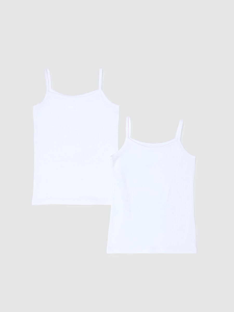 White stretch cotton girl's tank top twin pack regular fit_0