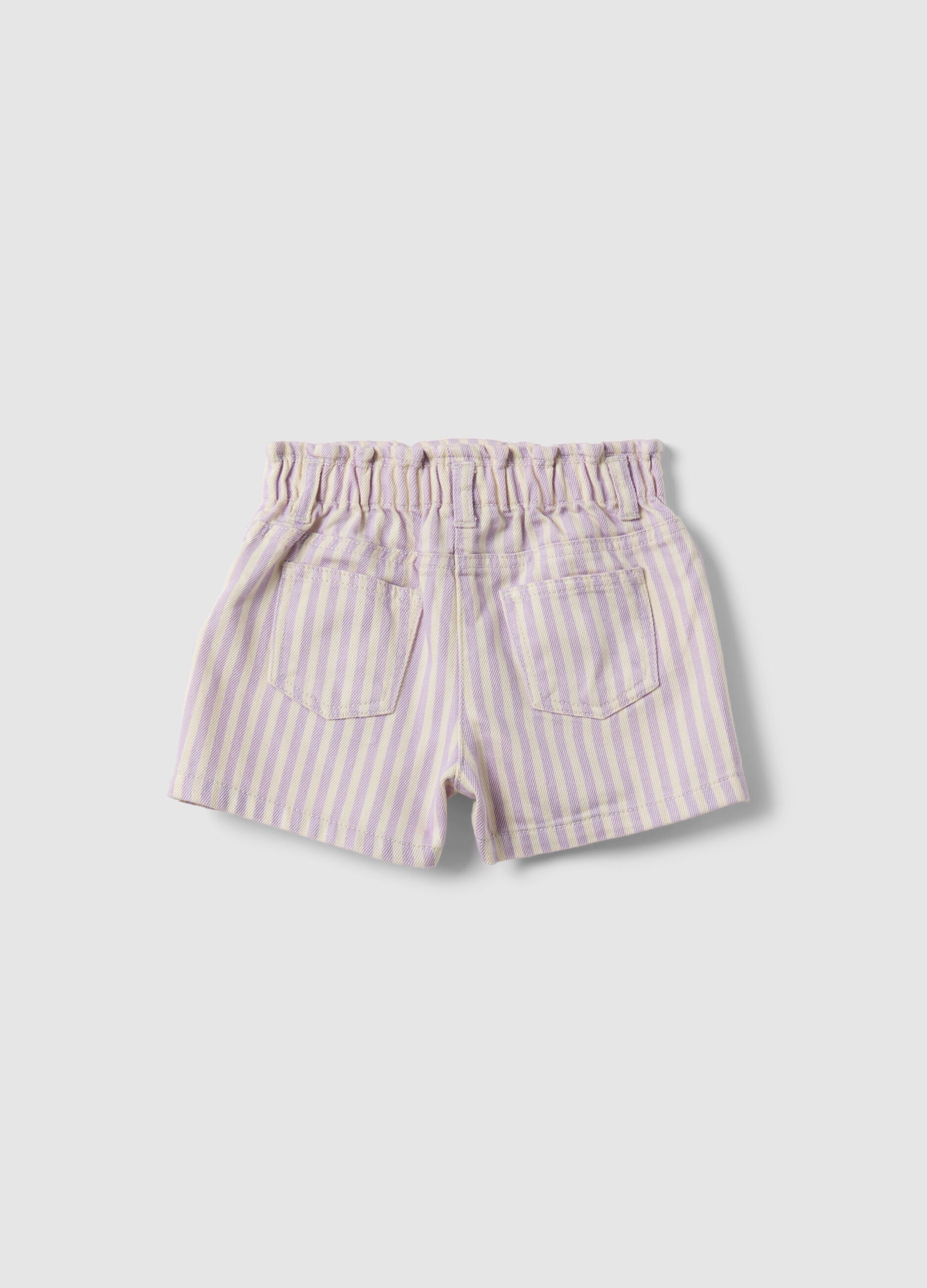Girl's regular fit multicoloured striped pure cotton shorts