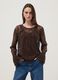 Brown stretch lace blouse with regular fit_2