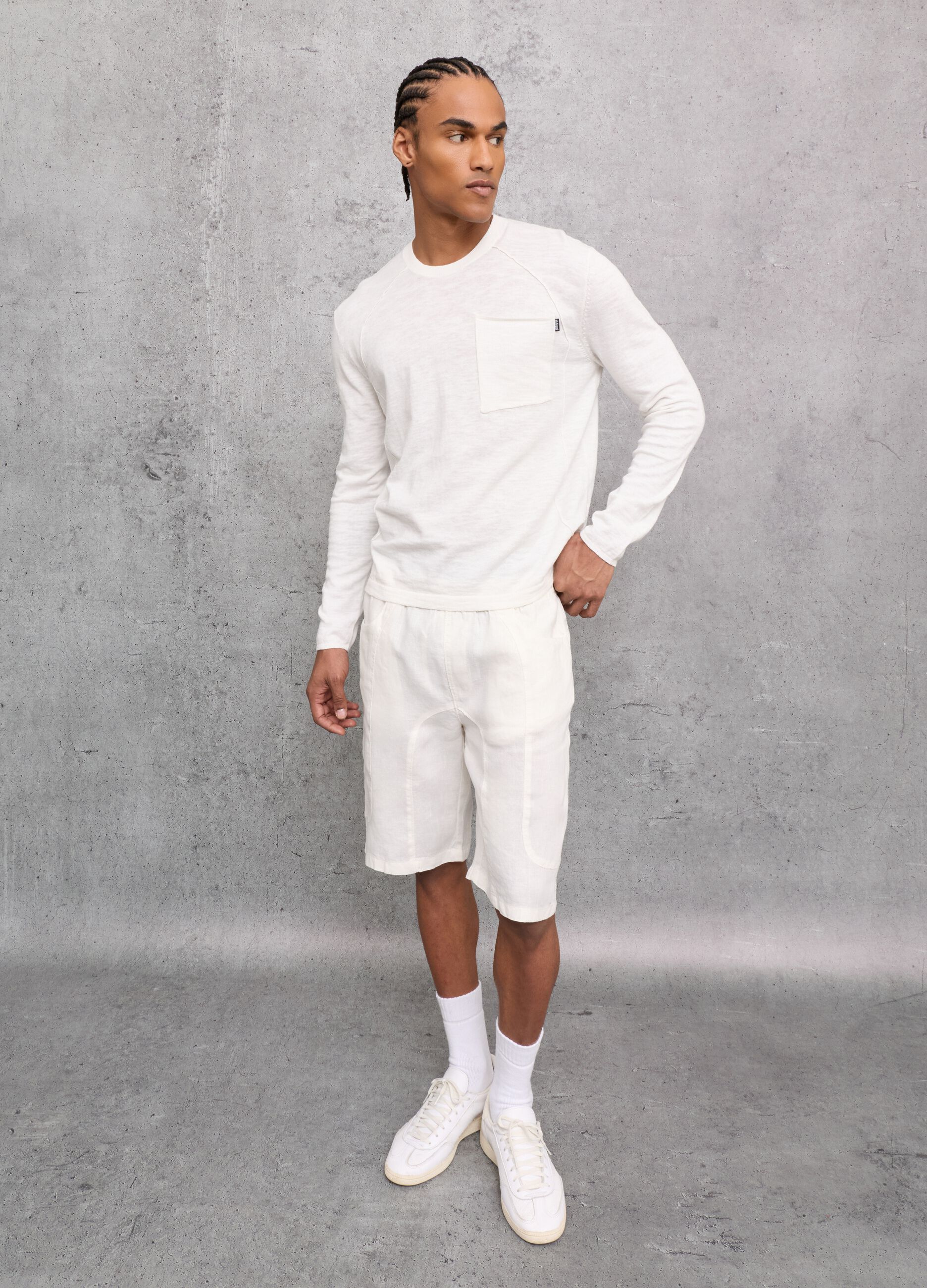 100% Linen Shorts White