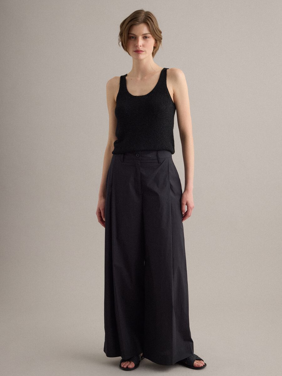 Black viscose-blend glitter tank top, regular fit_2