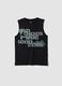 Black slogan vest top in pure cotton, oversized fit_3